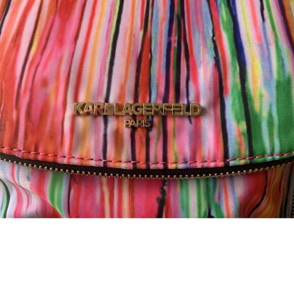 Karl Lagerfeld Paris Crossbody Bag Multi-Color Rainbow Stripes Neon NWOT - Picture 3 of 8